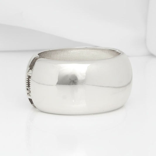 Bangle Polished Silver Oval Wide Sleek Bracelet