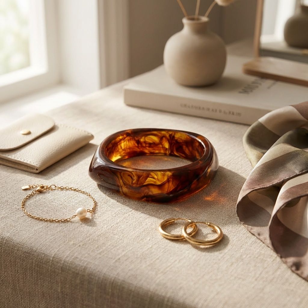 Bangle Vintage Tortoiseshell Resin Square Bracelet