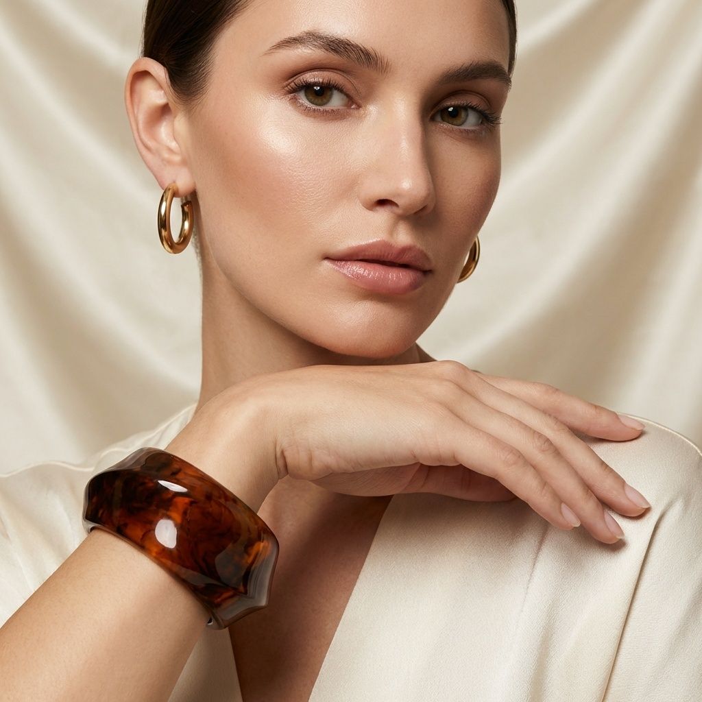 Bangle Vintage Tortoiseshell Resin Wavy Bracelet