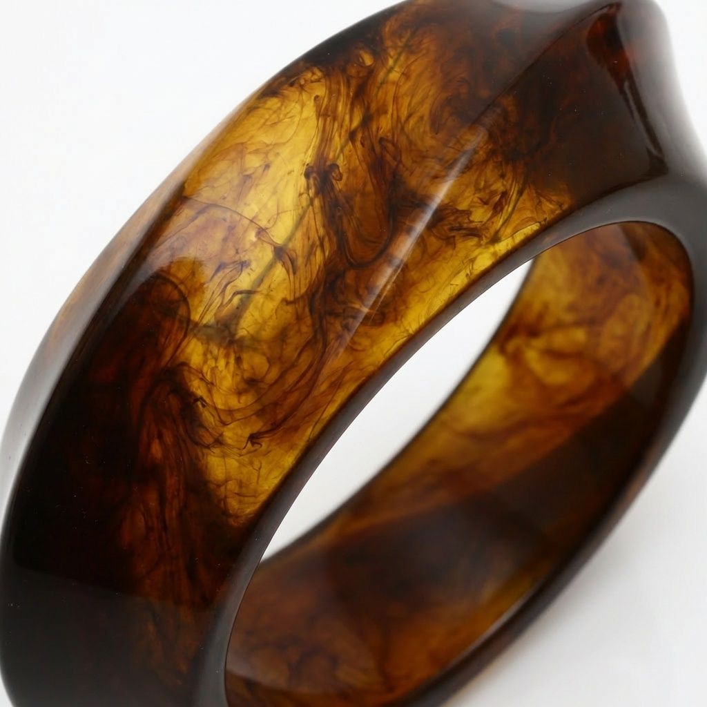 Bangle Vintage Tortoiseshell Resin Wavy Bracelet
