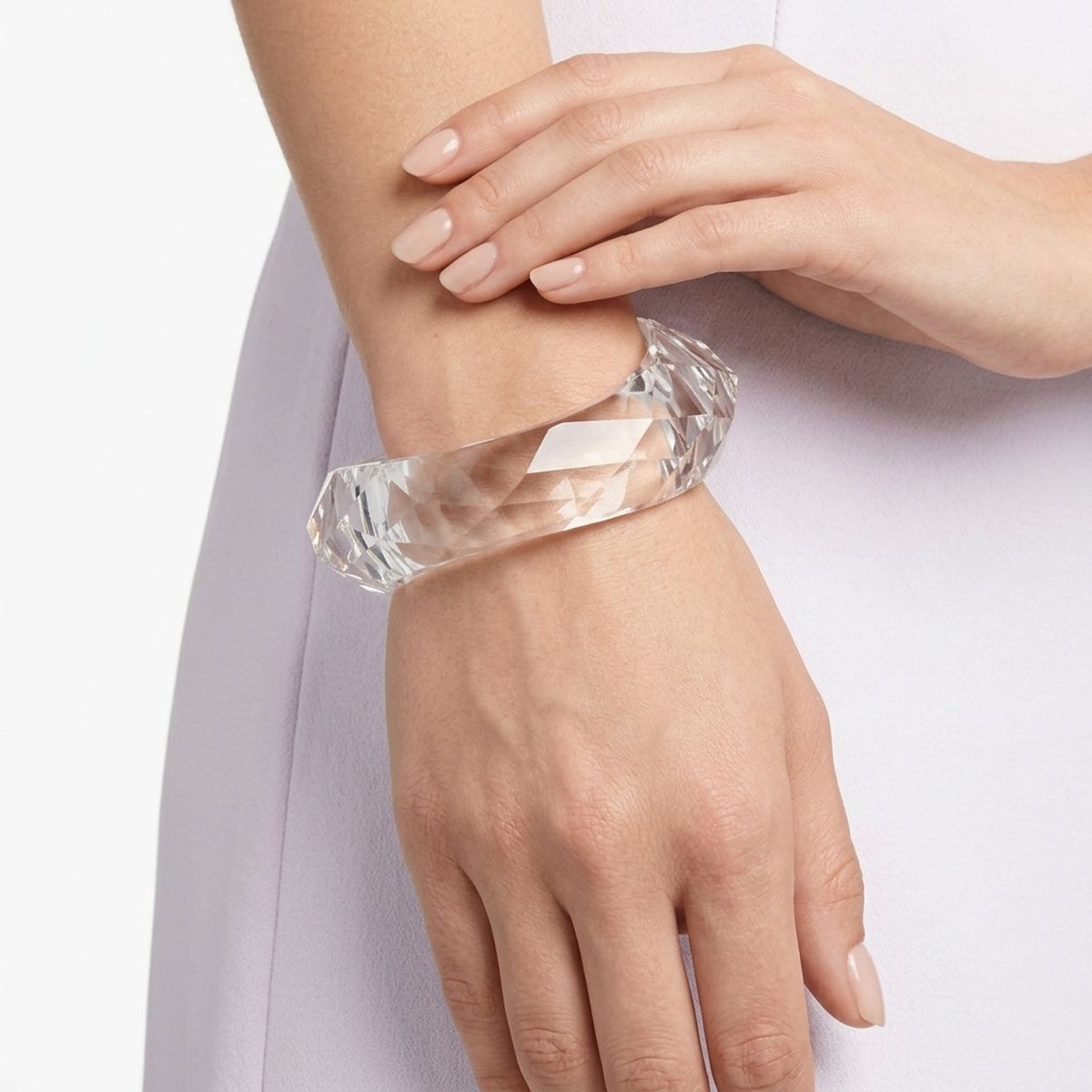 Bangle Transparent Clear Prism Wave Facet Bracelet