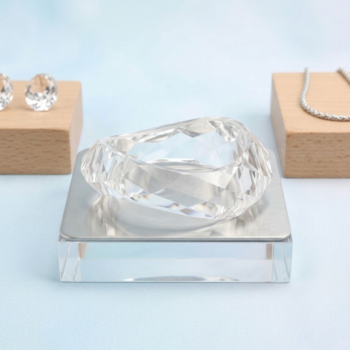 Bangle Transparent Clear Prism Wave Facet Bracelet