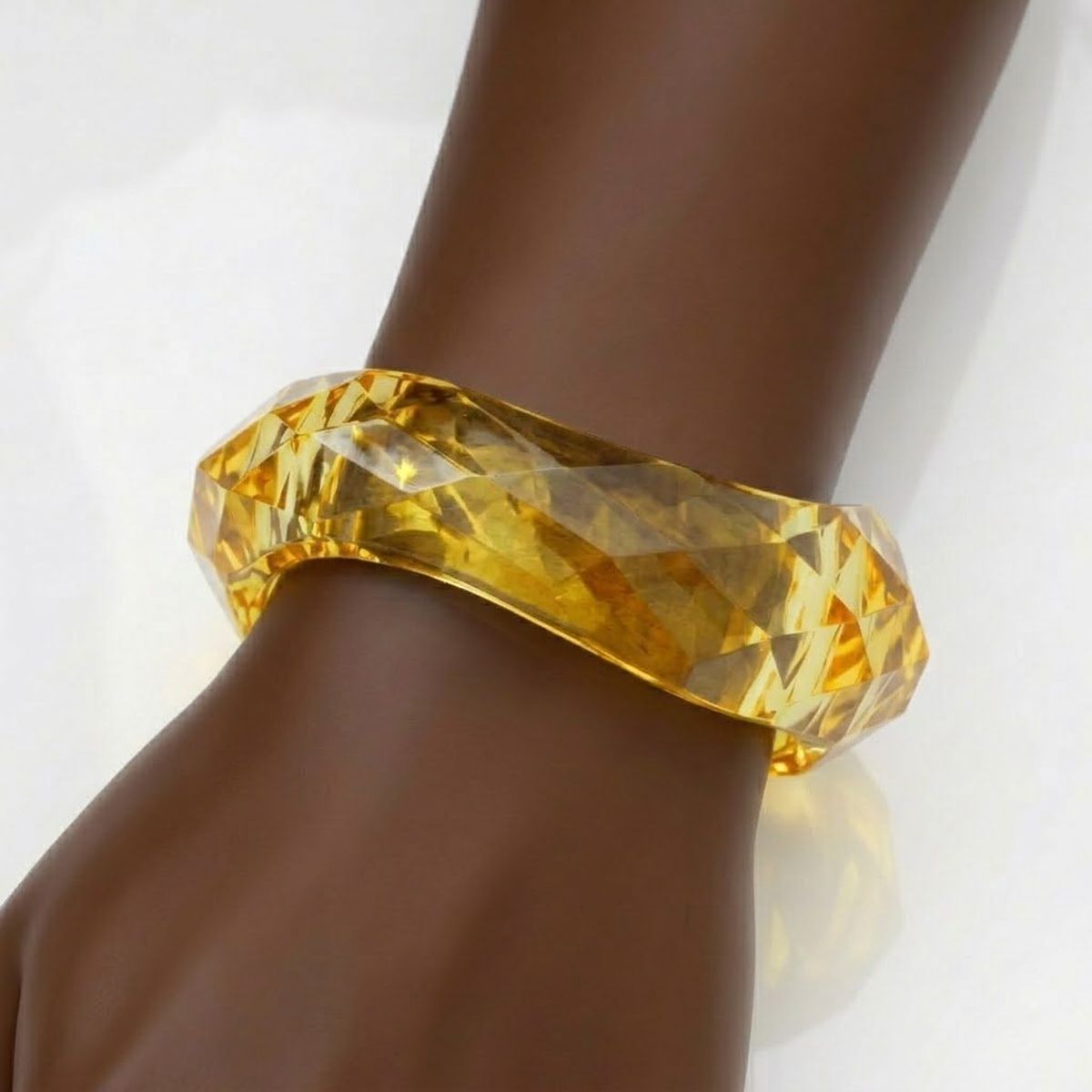 Bangle Transparent Yellow Prism Wave Facet Bracelet