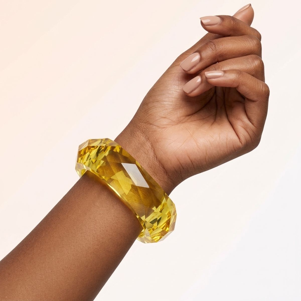 Bangle Transparent Yellow Prism Wave Facet Bracelet