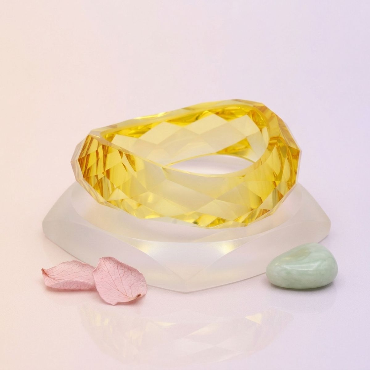 Bangle Transparent Yellow Prism Wave Facet Bracelet