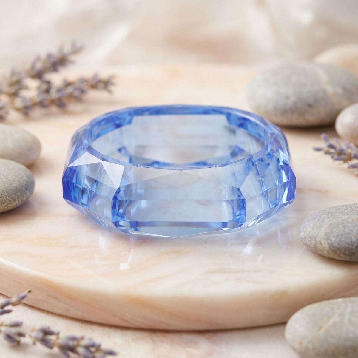 Bangle Transparent Blue Octagon Facet Bracelet