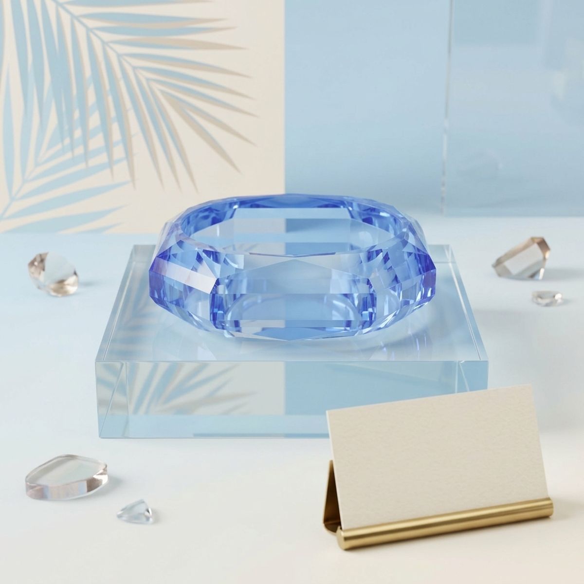 Bangle Transparent Blue Octagon Facet Bracelet