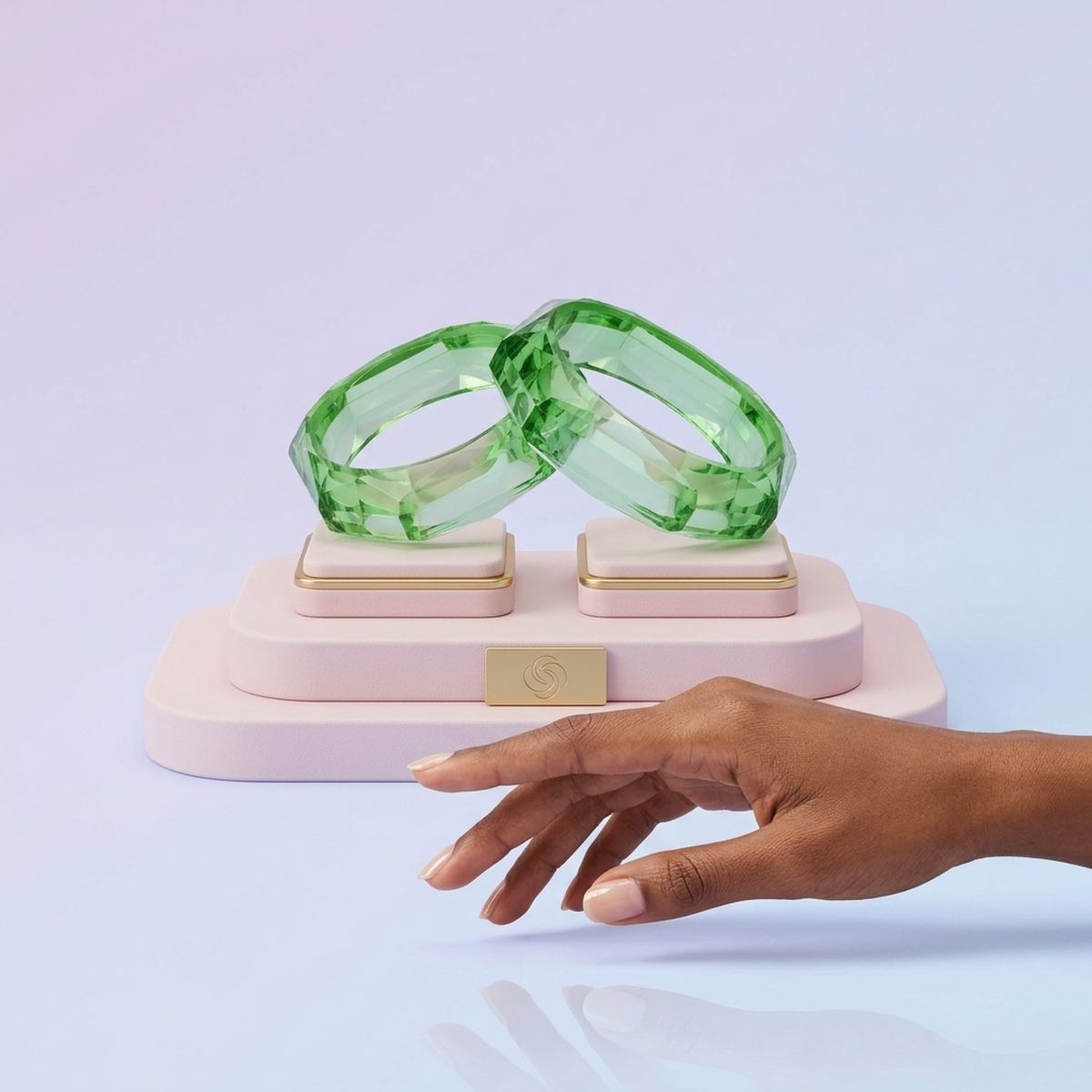 Bangle Transparent Green Octagon Facet Bracelet