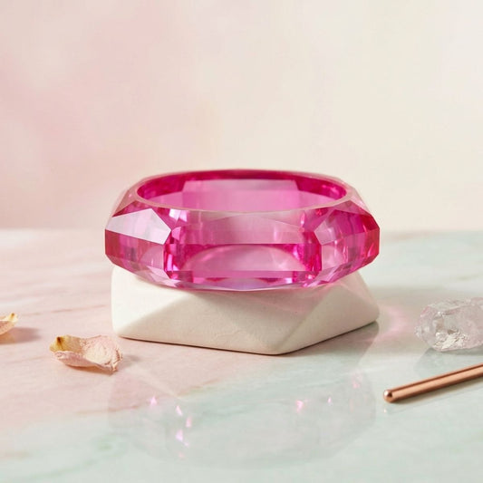 Bangle Transparent Pink Octagon Facet Bracelet