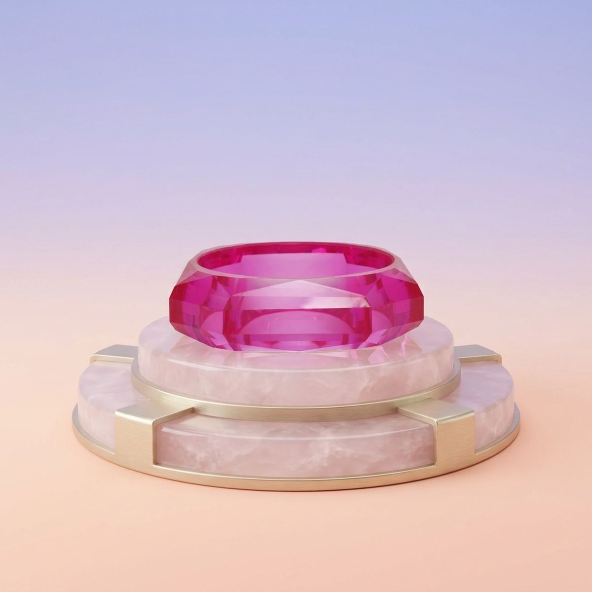 Bangle Transparent Pink Octagon Facet Bracelet