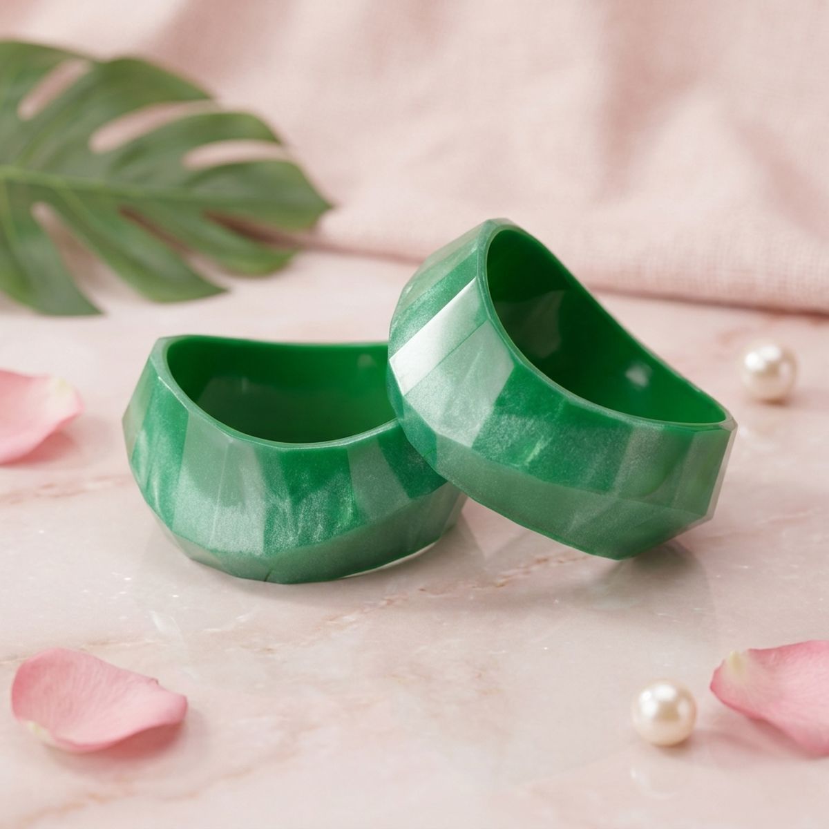 Bangle Retro Green Shimmer Prism Chunky Bracelet