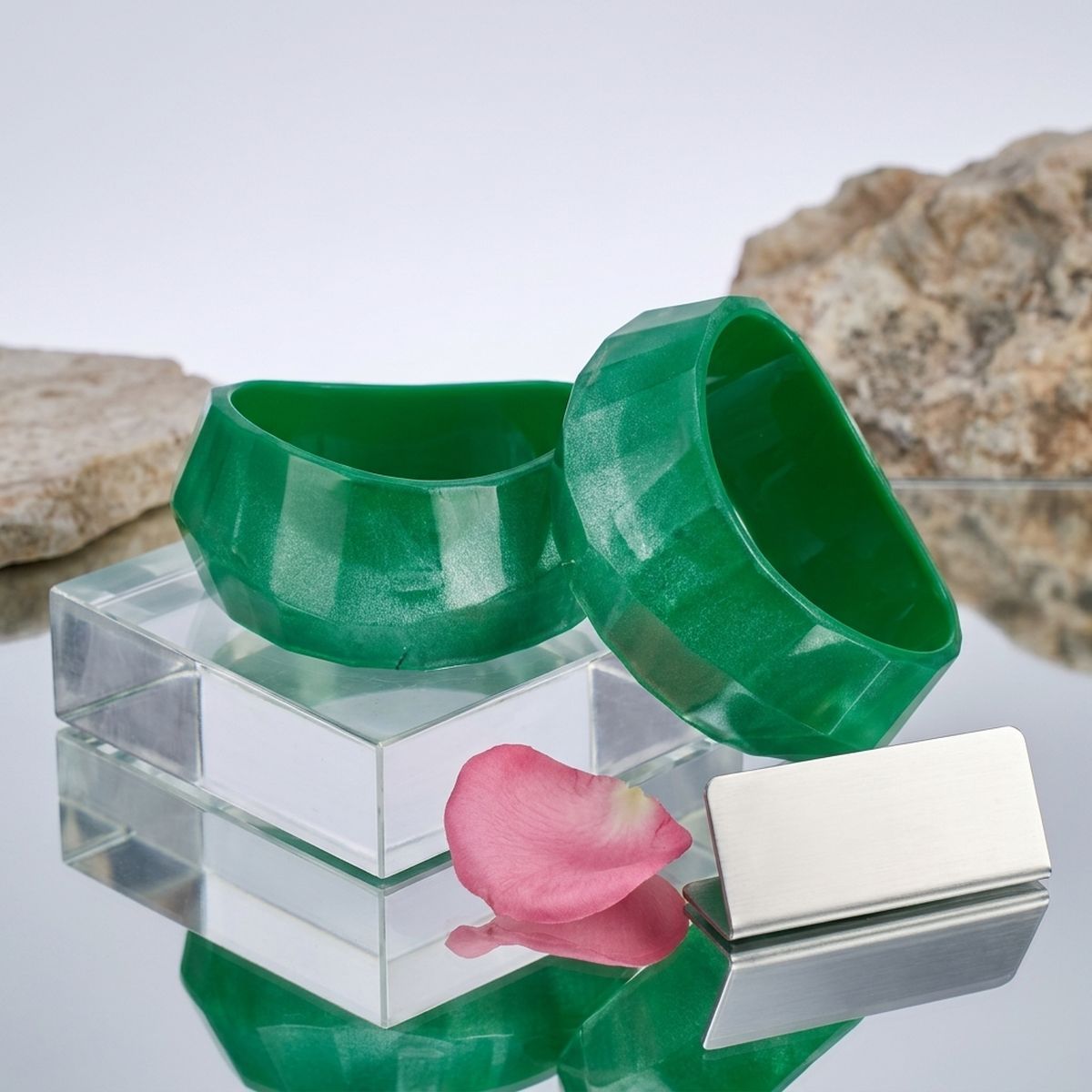 Bangle Retro Green Shimmer Prism Chunky Bracelet