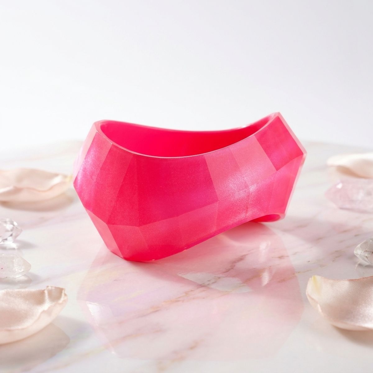Bangle Retro Pink Shimmer Prism Chunky Bracelet