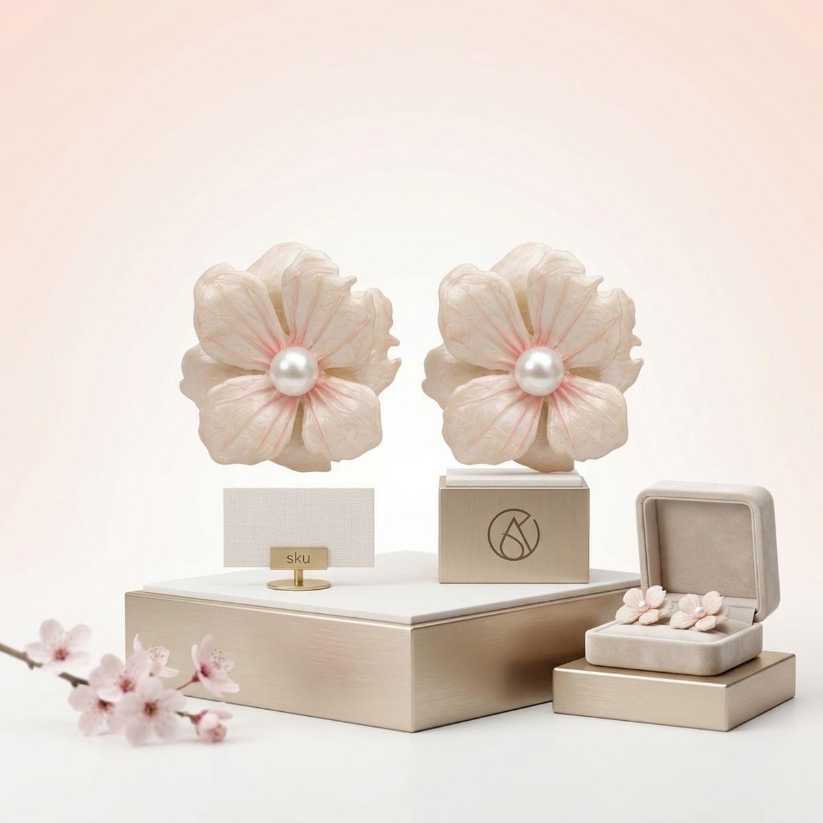 White Oversized Stud Painted Petal Flower Earrings