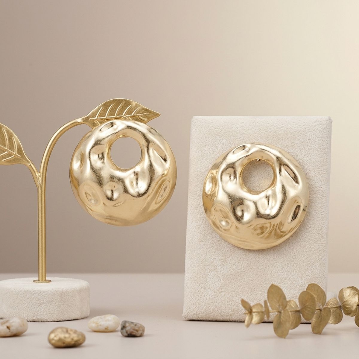 Stud Matte Gold Liquid Metal Disc Earrings