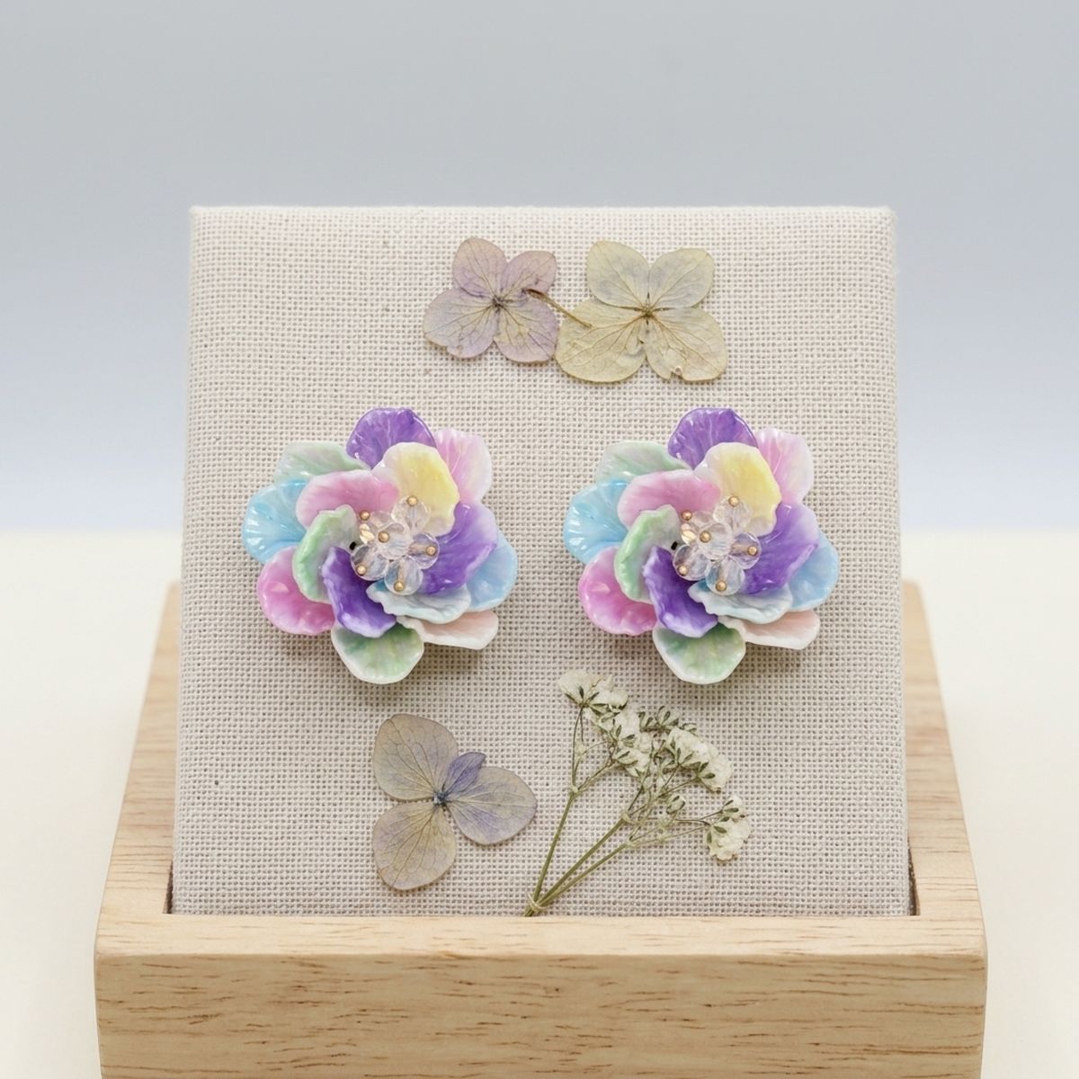 Stud Vivid Colorful Glossy Petal Flower Earrings