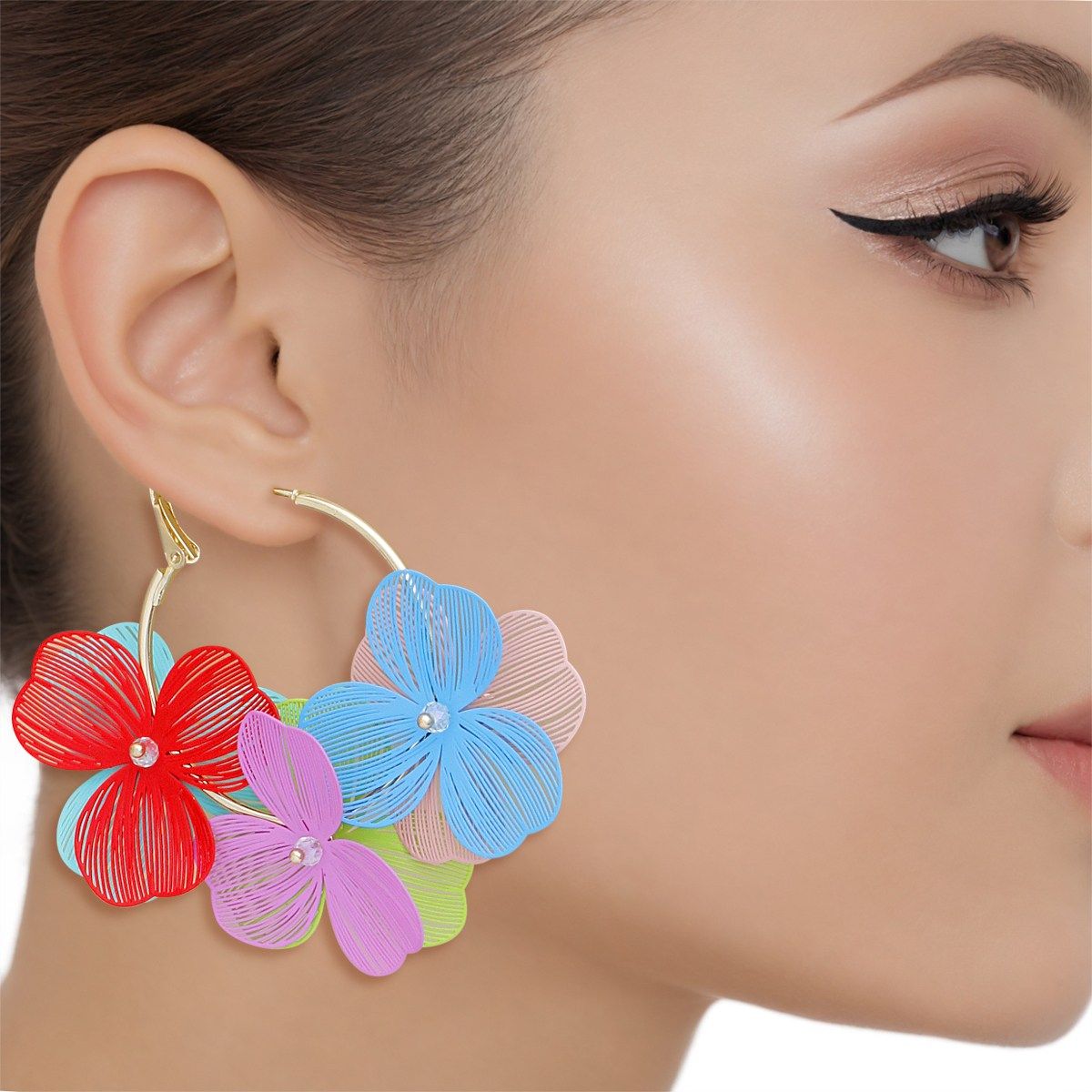 Hoops Carnival Bloom Die Cut Petal Flower Earrings