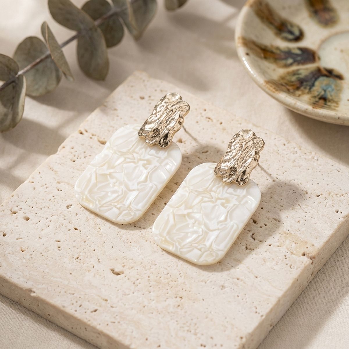 Drop Oversized Ivory Pearlescent Opulent Earrings