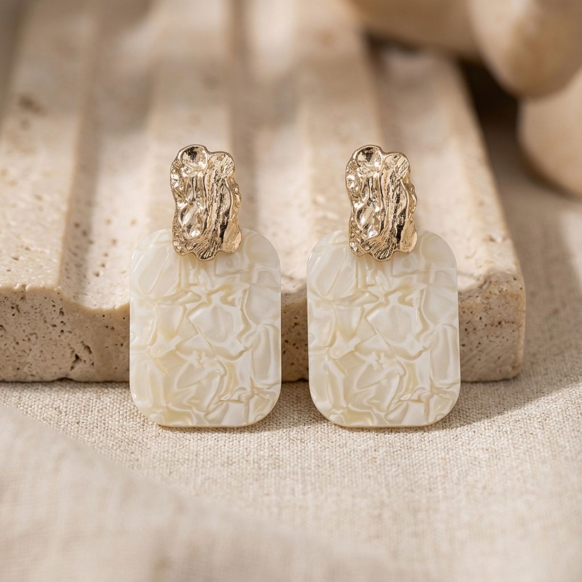 Drop Oversized Ivory Pearlescent Opulent Earrings