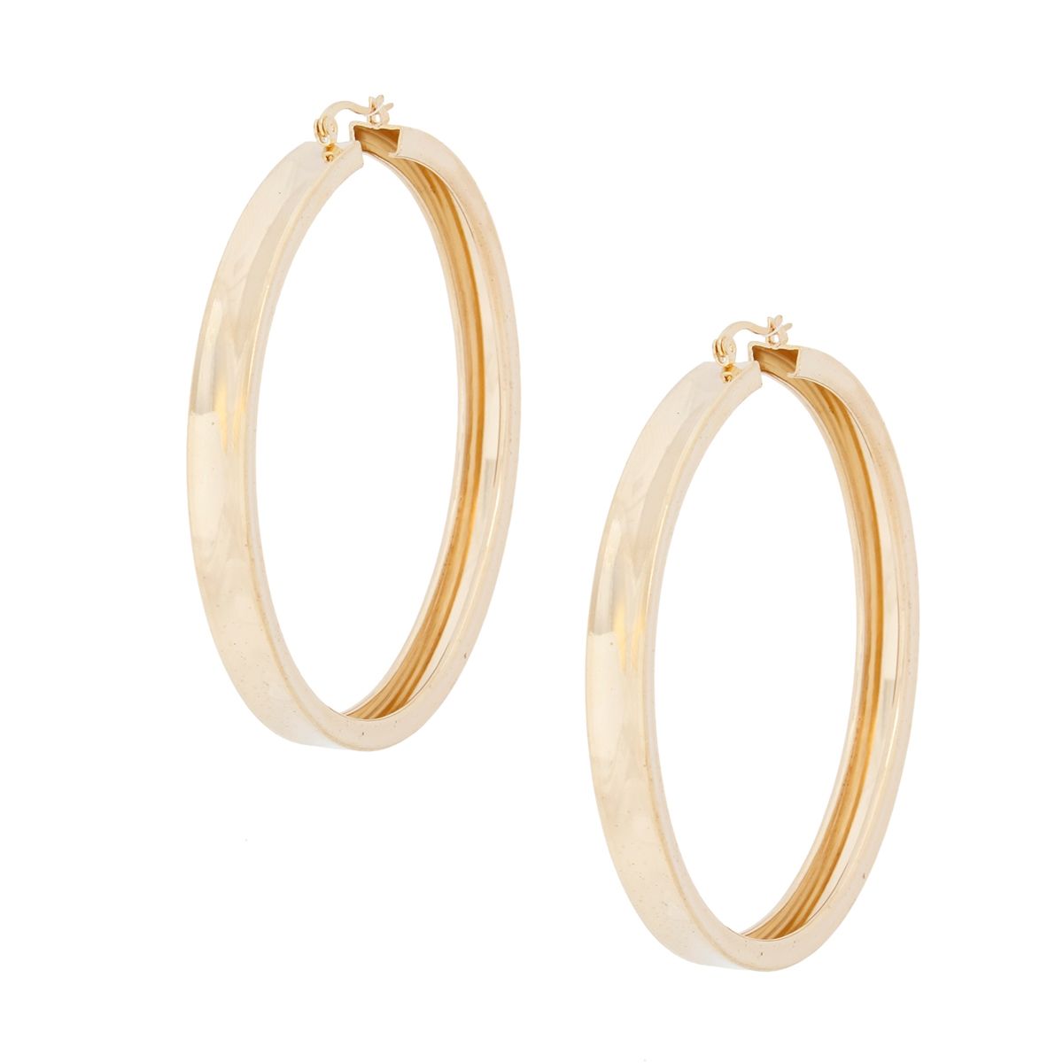 Hoop Gold Modern Flat Metal Wide Design Earrings