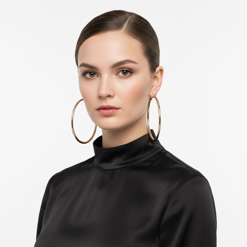 Hoop 100mm Gold Metal Pipe Classic Large Earrings