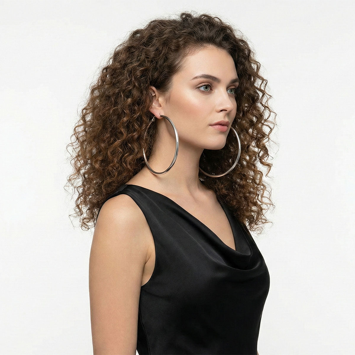 Hoop 100mm Silver Metal Pipe Classic Large Earrings