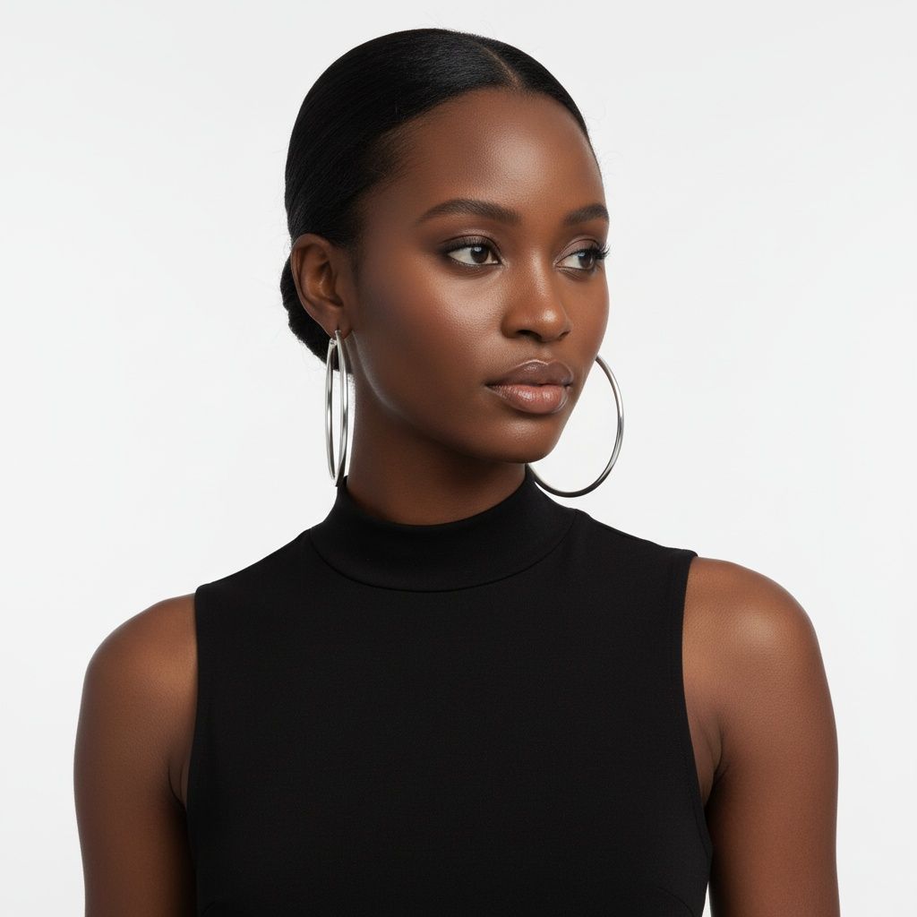 Hoop 100mm Silver Metal Pipe Classic Large Earrings