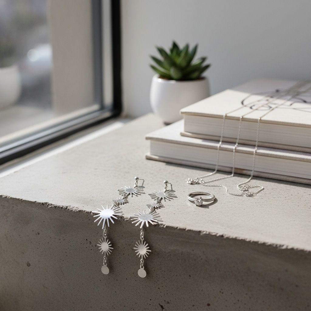 Dangle Silver Sunburst Celestial Earrings