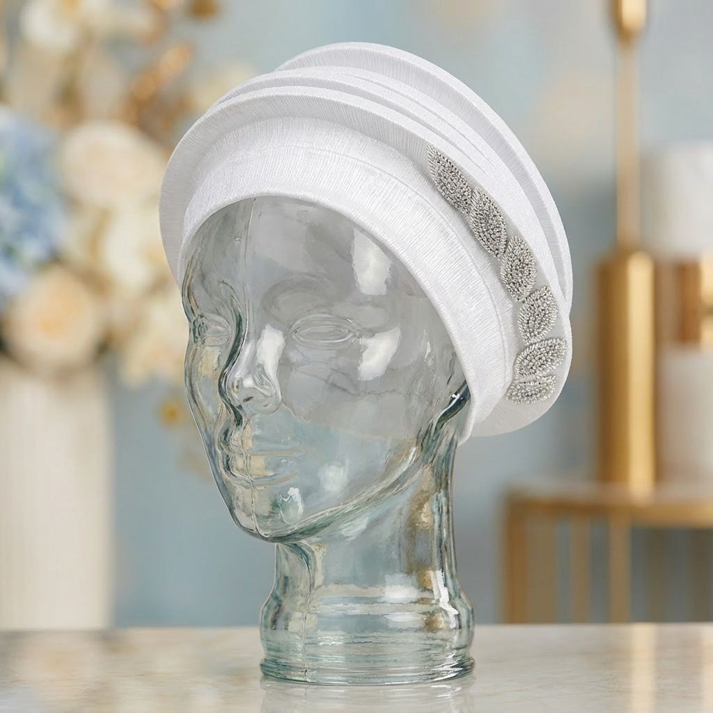 Fascinator Formal Silver Dazzling Structured Turban