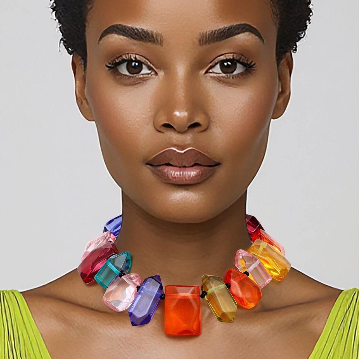 Toggle Chunky Transparent Multicolor Bead Necklace