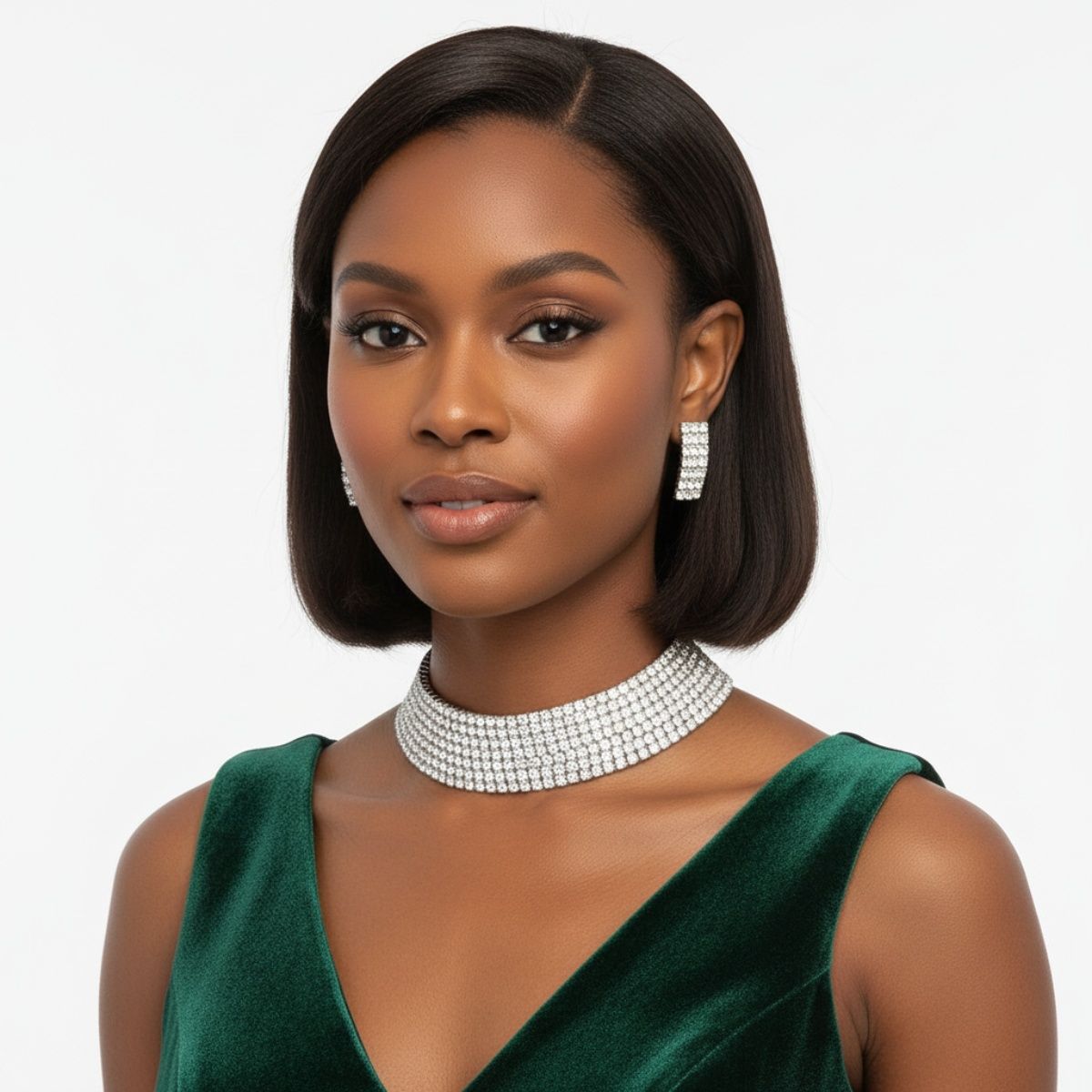 Choker Lucky 7 Silver Stacked Crystal Necklace