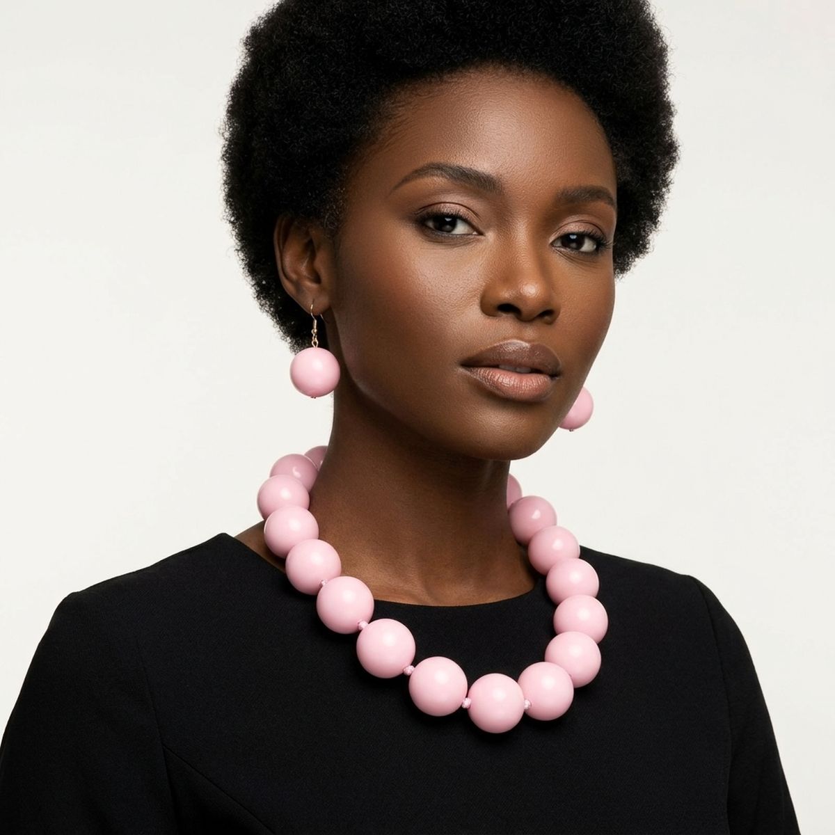 Mod Style Pretty Pink Chunky Bead Necklace