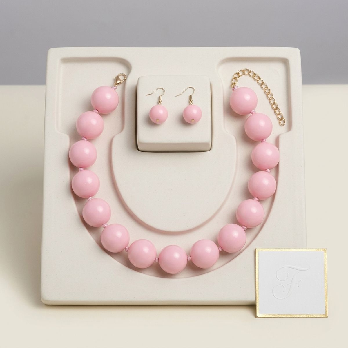Mod Style Pretty Pink Chunky Bead Necklace