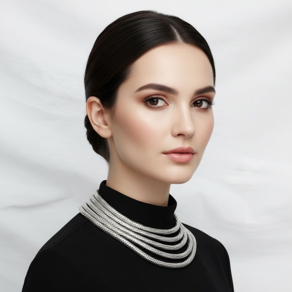 Silver Mesh 5 Strand Snake Chain Magnetic Necklace