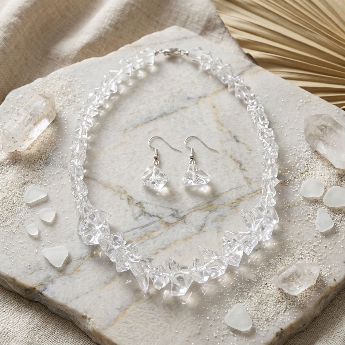 Translucent Clear Bead Rock Candy Necklace Set