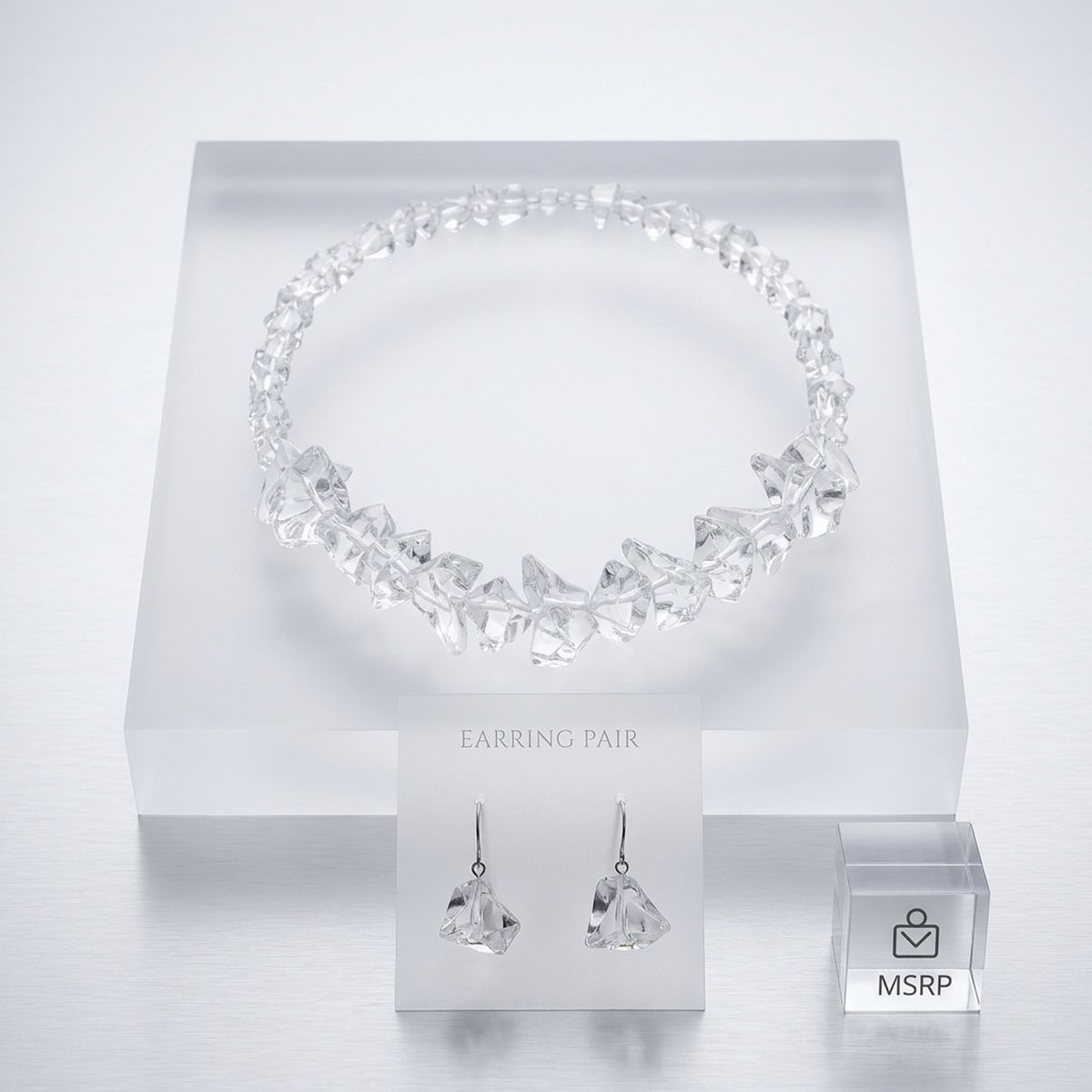 Translucent Clear Bead Rock Candy Necklace Set