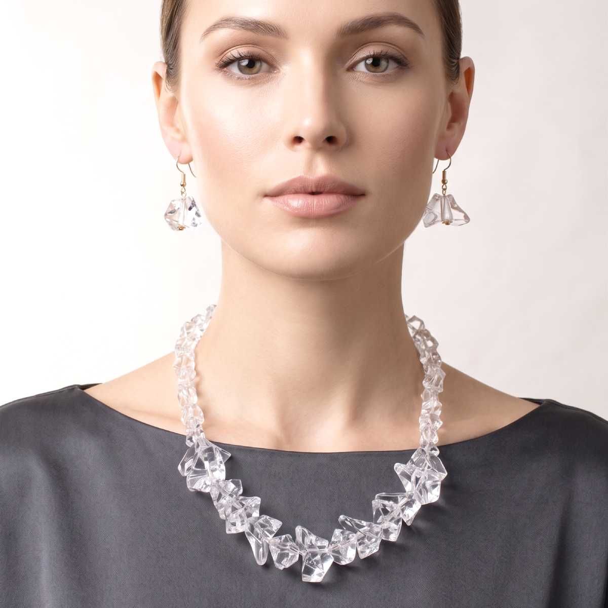 Translucent Clear Bead Rock Candy Necklace Set
