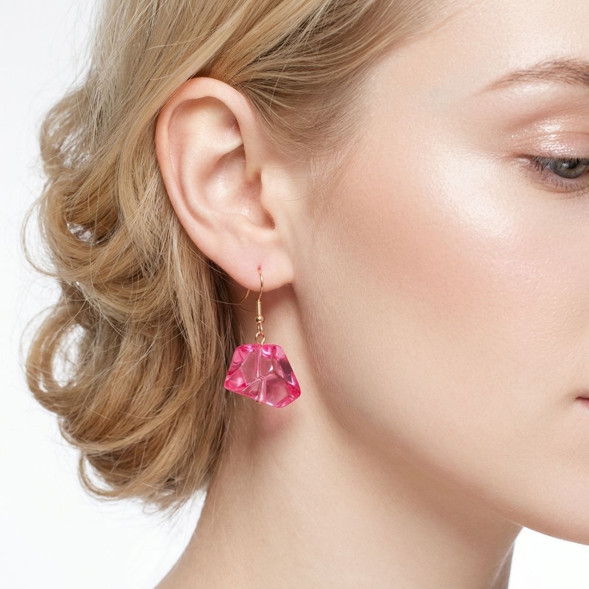 Translucent Pink Bead Rock Candy Necklace Set
