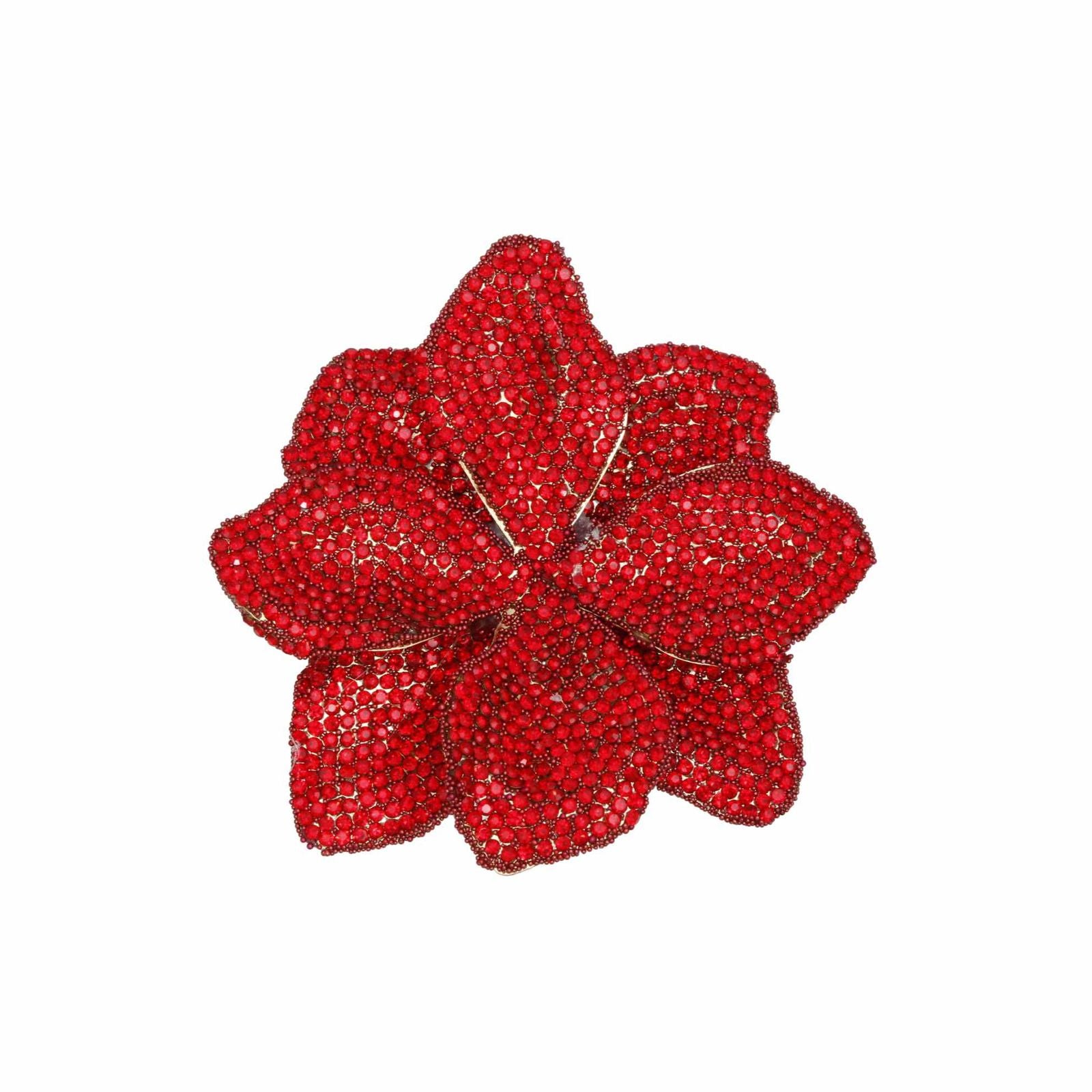 Brooch Handcrafted Brilliant Red Flower Pin Clip