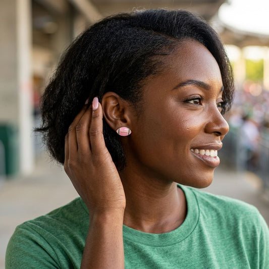 14K Gold Pink Green AKA Football Stud Earrings