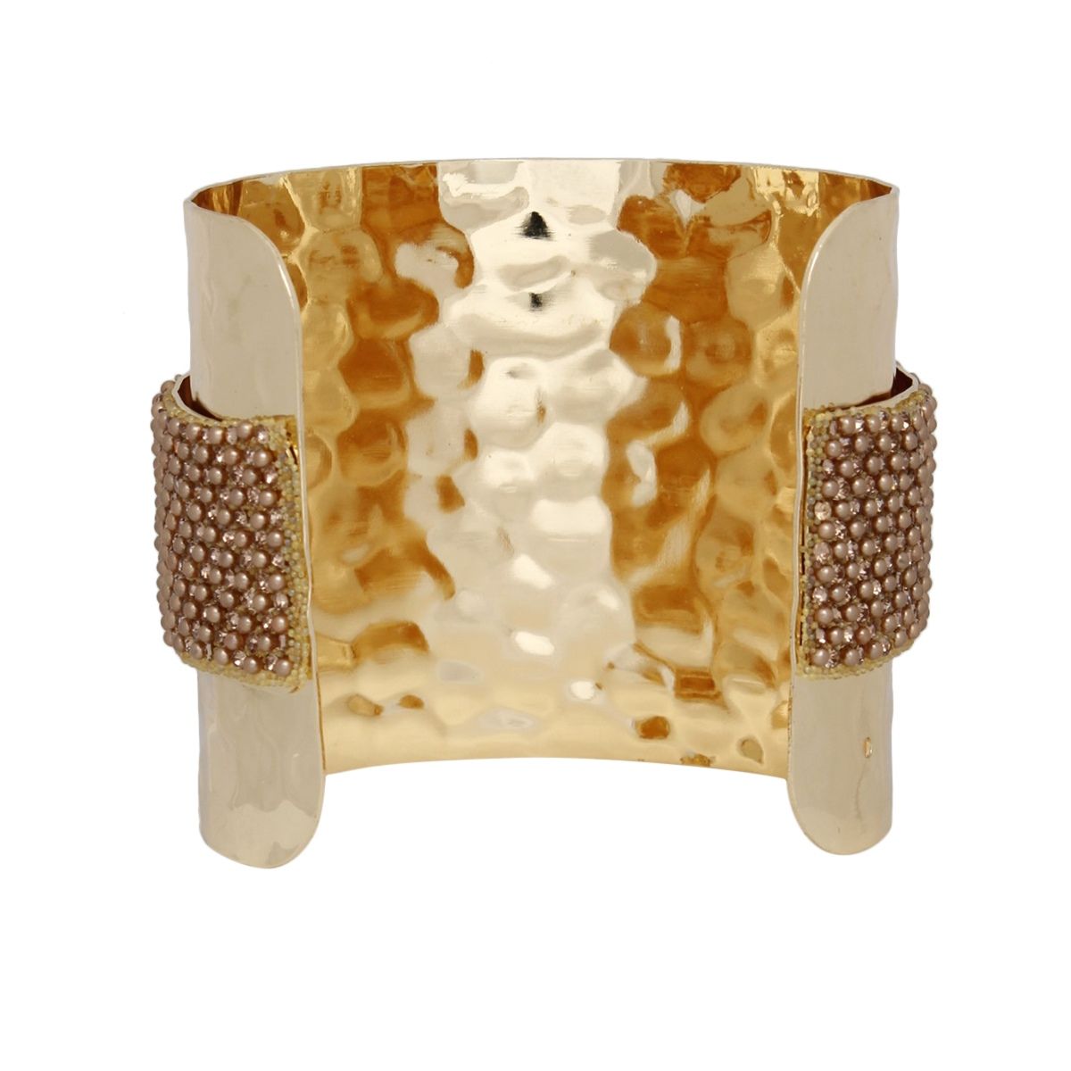 Cuff Wide Gold Opulent Brown Pearl Band Bracelet