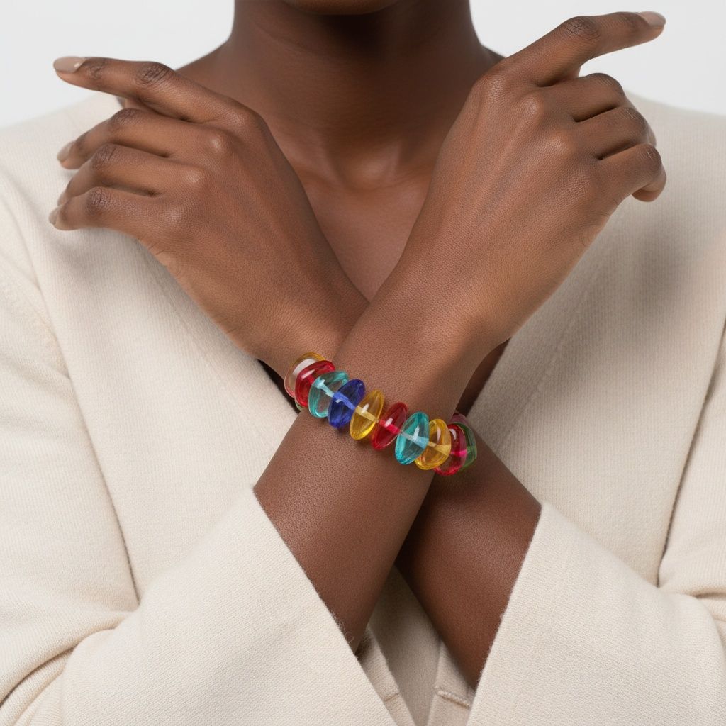 Multicolor Transparent Bead Stretch Bracelet