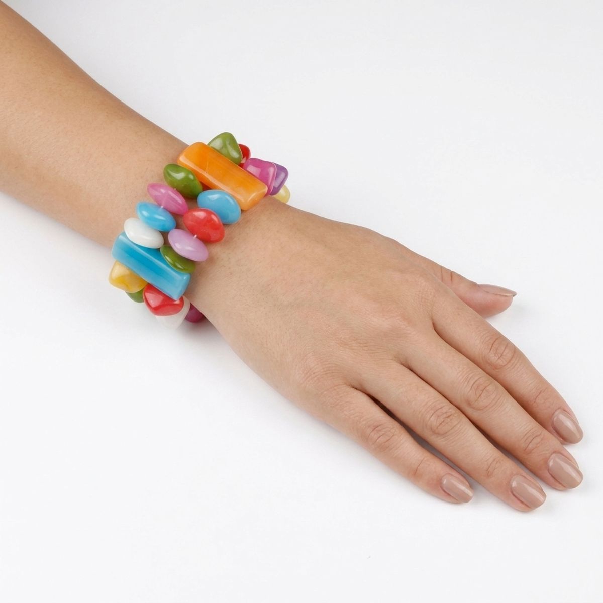 Chunky Colorful Beaded Stretch Vibrant Bracelet