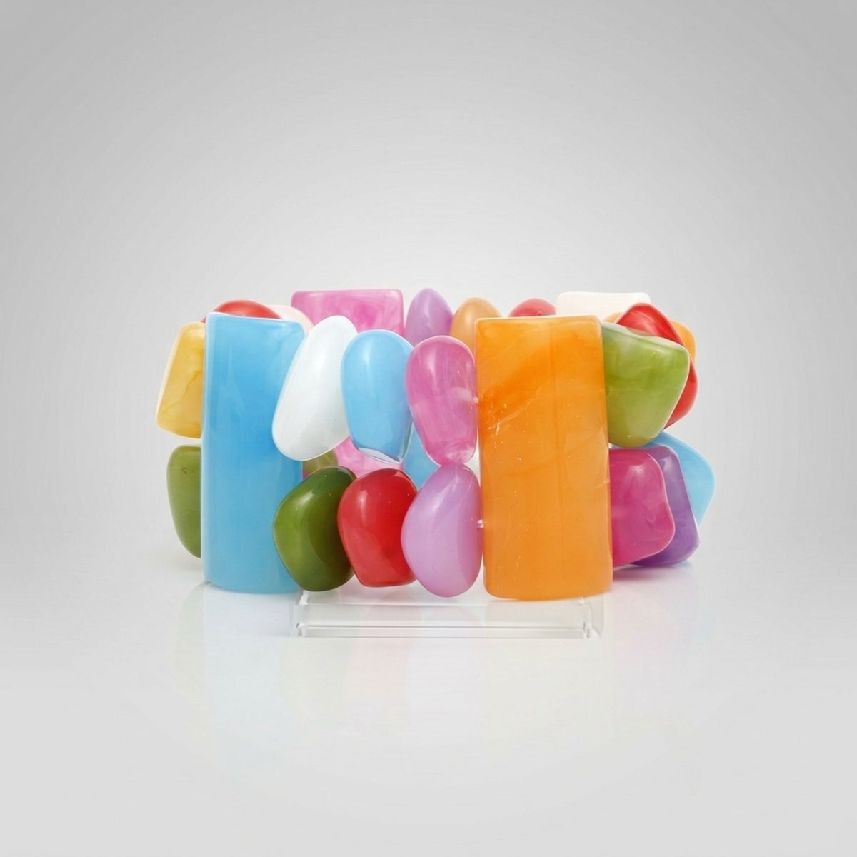Chunky Colorful Beaded Stretch Vibrant Bracelet