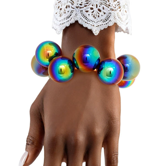 Bracelet Black Iridescent Bubble Ball Bead
