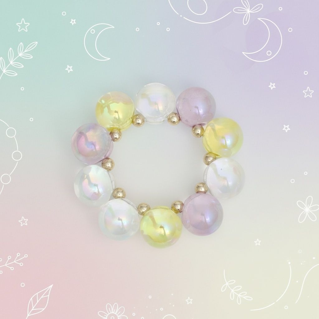 Bracelet Purple Yellow Iridescent Bubble Ball Bead