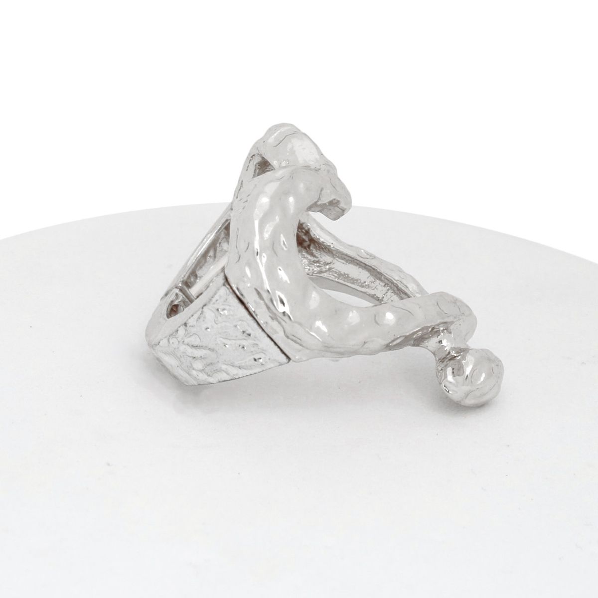 Ring Silver Metal Open Heart Stretch Statement
