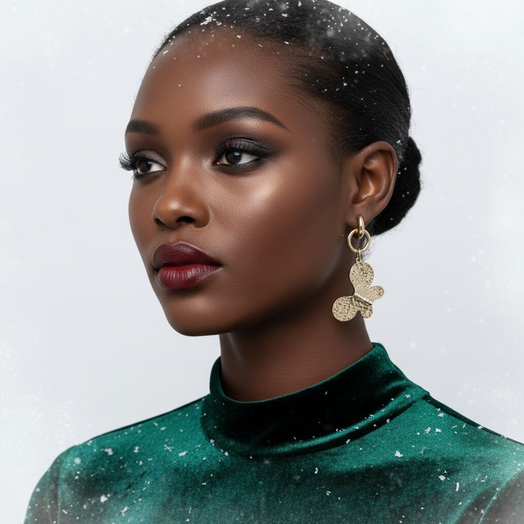 Hoop Hammered Gold Butterfly Long Drop Earrings