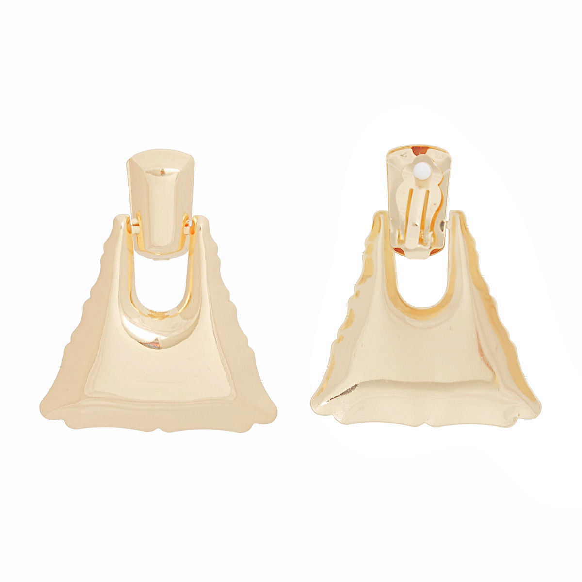 Clip On Medium Gold Triangle Earrings for Women