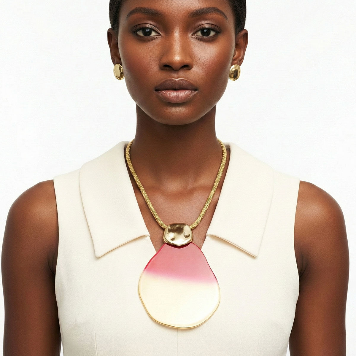 Pendant Fuchsia Ombre Organic Teardrop Necklace